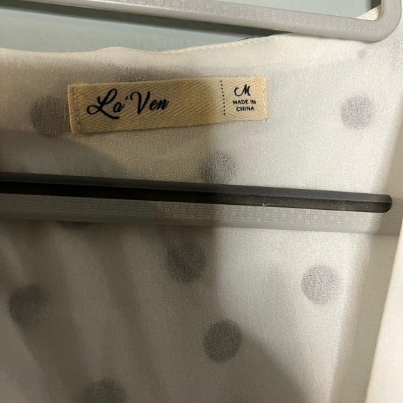 La'Ven black and white polka dot tie front romper - Picture 4 of 5